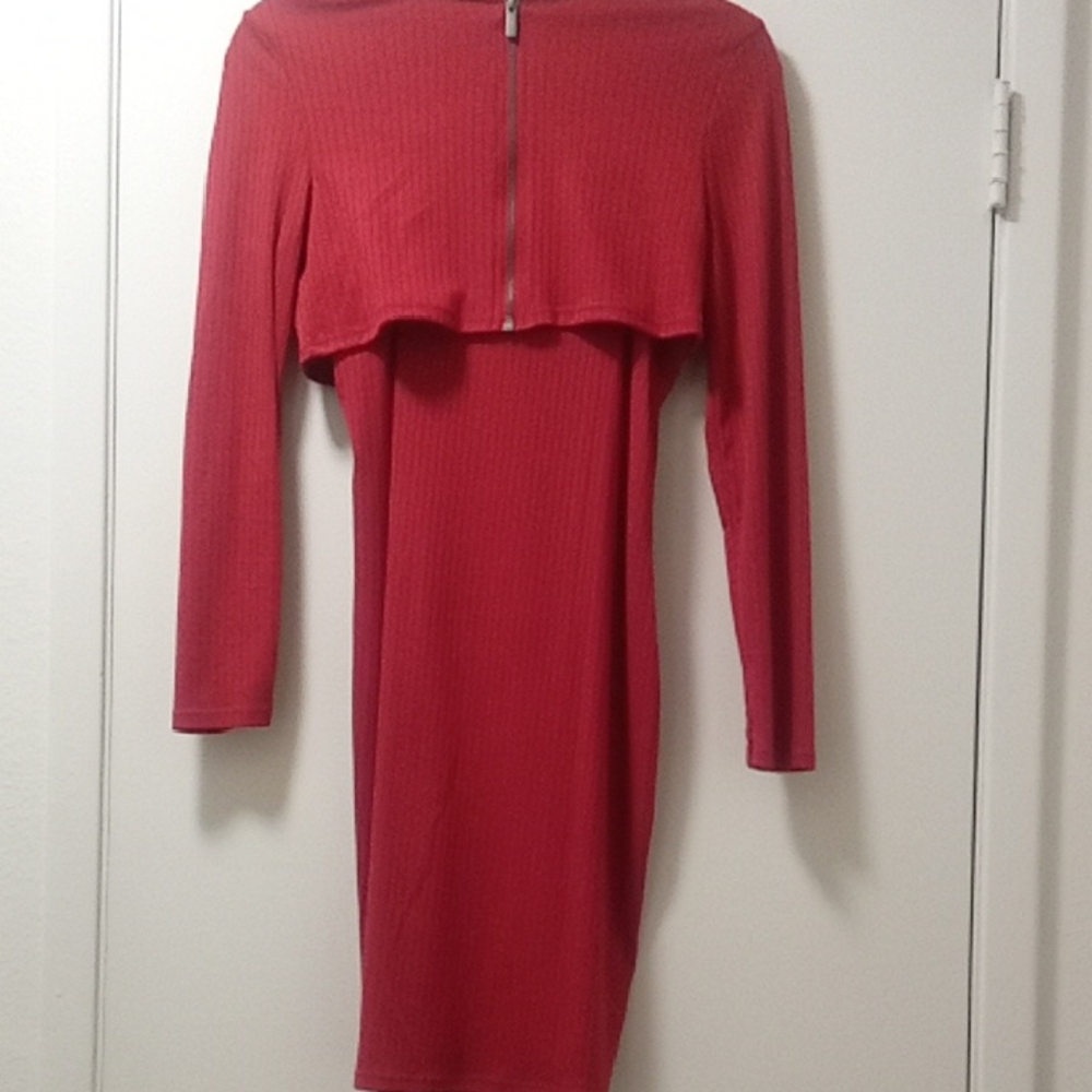 No Boundaries Red Long Sleeve Dress